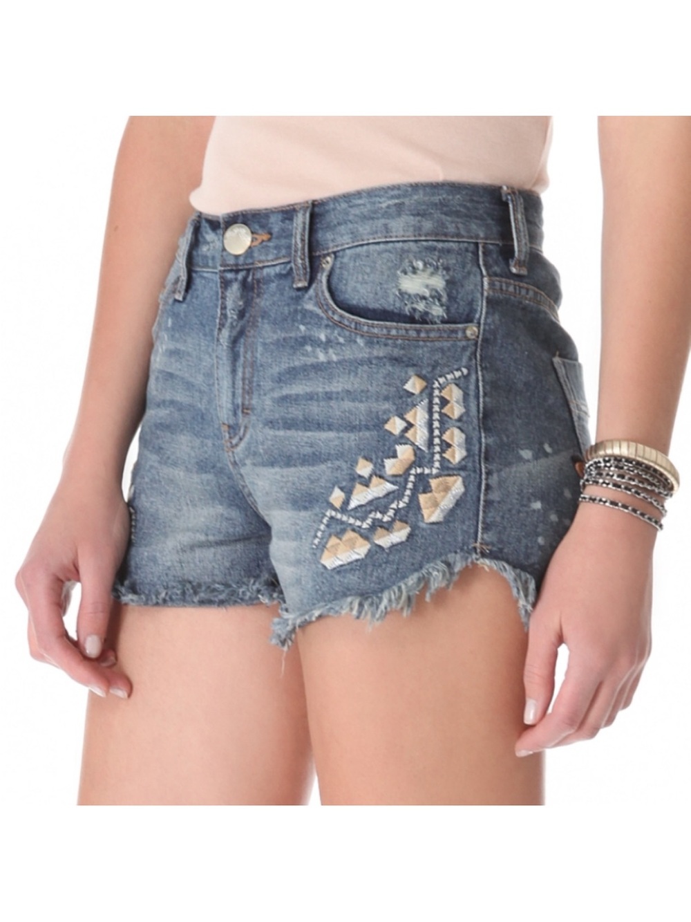 Free People Tulum Distressed Mini Shorts